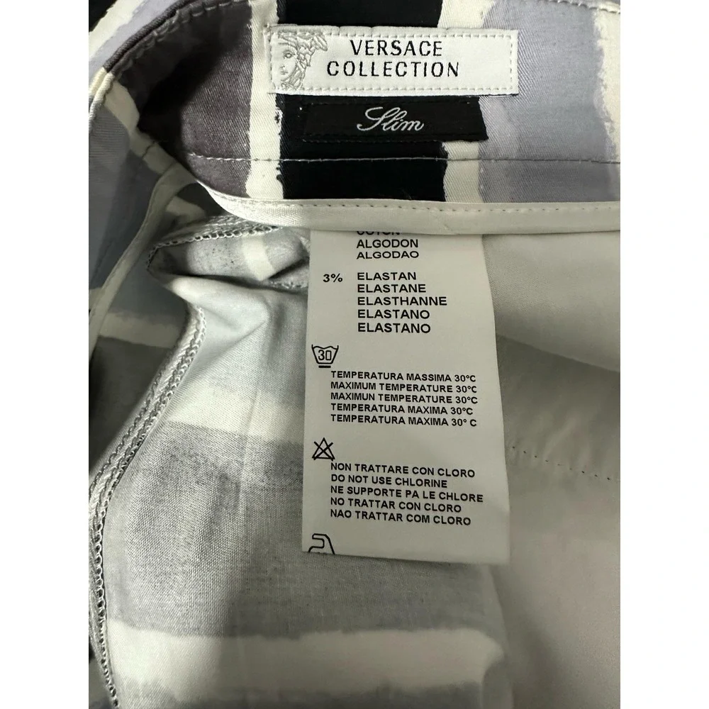 Versace Collection‎ Men's Slim Fit Striped Pants Black Gray 32W New